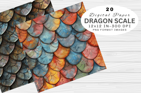 Dragon Scale Digital Paper Grafik Papier-Muster Von Mi_Miraz