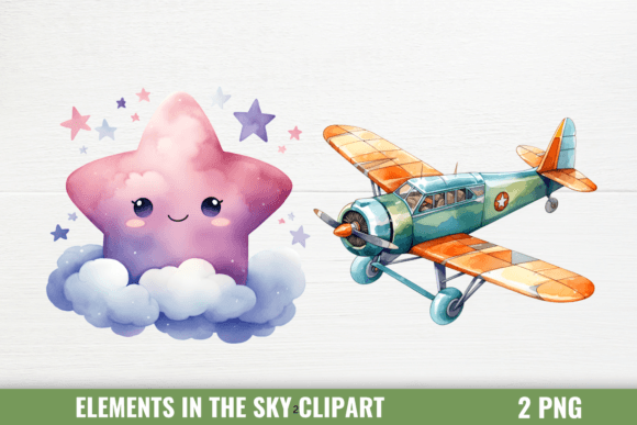 Elements in the Sky and Space Clipart Graphic Illustrations By CraftArt