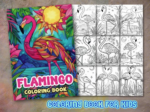 Flamingo Coloring Page and Coloring Book Grafica Pagine e libri da colorare Di KDP GURU