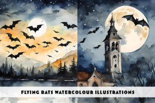 Flying Bats Watercolour Duo Gráfico Ilustraciones Imprimibles Por Siren Seventy One 1
