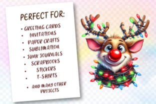 Funny Christmas Reindeer Clipart Bundle Graphic Illustrations By LiustoreCraft 2