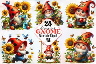 Gnome Clipart, Ladybug Gnome Png Gráfico Ilustraciones Imprimibles Por RobertsArt 1