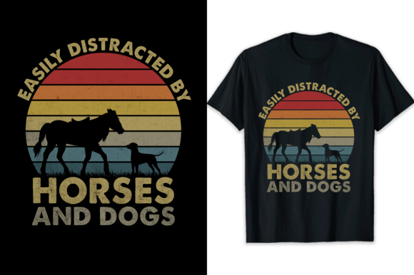 Horse T-shirt Distracted by Horses Shirt Graphic T-shirt Designs By shihabmazlish87