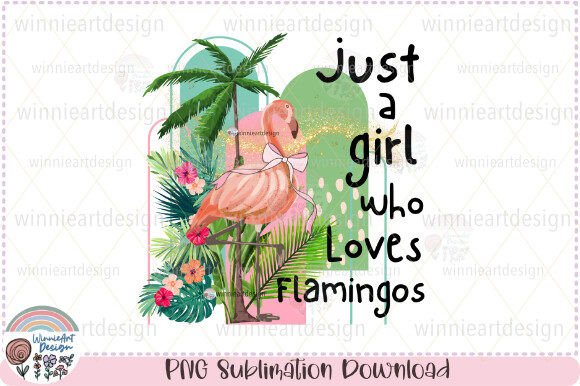 Just a Girl Who Loves Flamingos Summer Graphic T-shirt Designs By WinnieArtDesign
