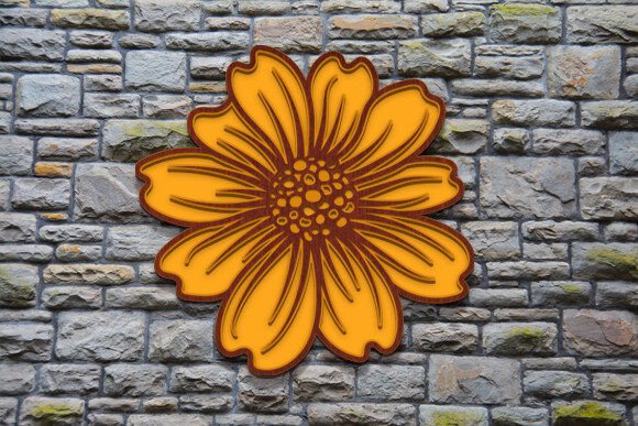Laser Cut Layered Sunflower Wall Decor Gráfico SVG 3D Por Cutting Edge
