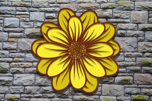 Laser Cut Layered Sunflower Wall Decor Afbeelding 3D-SVG Door Cutting Edge