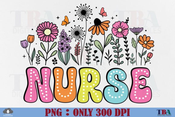 Nurse PNG Dalmatian Dots Flower Floral Graphic T-shirt Designs By TBA Digital Files