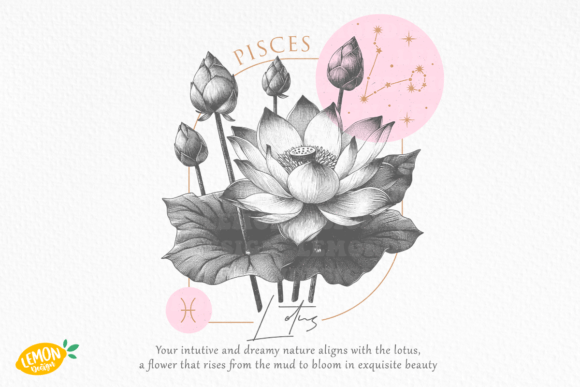 Pisces Zodiac Flowers PNG Sublimation Graphic Crafts By Lemon.design