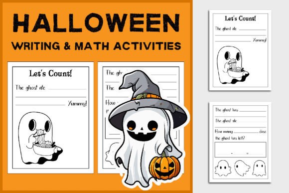 PreK Halloween Writing & Math Activities Gráfico Materiais de Ensino e Planilhas de Trabalho Por Unique Source