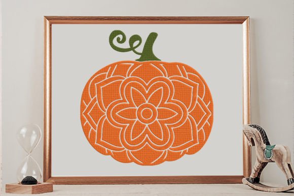 Pumpkin Mandala Autumn Embroidery Design By wick john