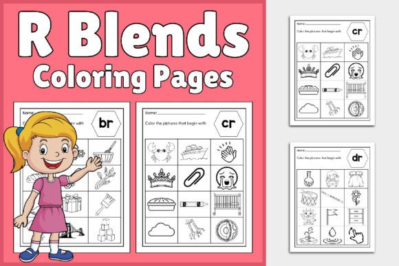 R Blends Coloring Pages: Br, Cr, Dr, Fr Graphic Teaching Materials By Unique Source