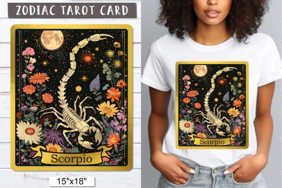 Scorpio Zodiac Sign Skeleton Tarot Card Graphic Illustrations By Olga Boat Design