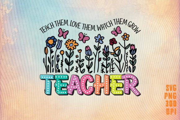 Teacher Flower Back to School Clipart Graphic Print Templates By october.store
