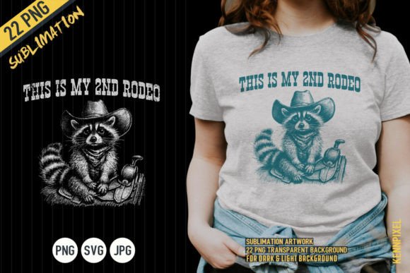 This is My 2nd Rodeo Cowboy Raccoon Shir Graphic T-shirt Designs By kennpixel
