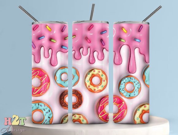 3D Donut Inflated Tumbler Wrap Png Graphic Tumbler Wraps By H2T.Design