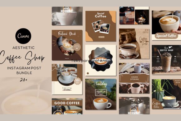 Aesthetic Coffe Shop Instagram Post Illustration Modèles pour les Réseaux Sociaux Par Indramaulanaagung