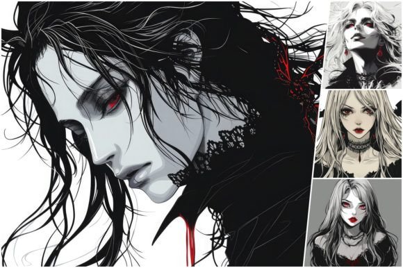 Anime Vampire Gráfico Gráficos de IA Por Background Graphics illustration