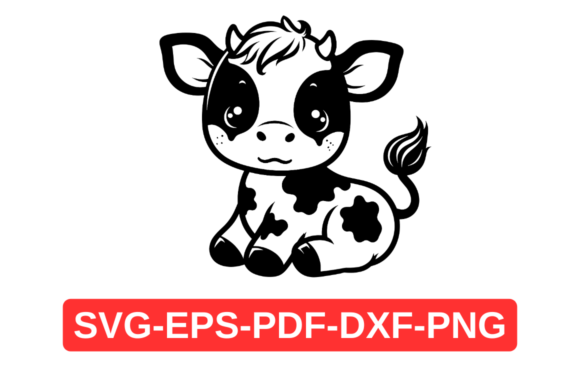 Baby Cow SVG Digital File, Cute Animal Graphic Illustrations By Artful Assetsy