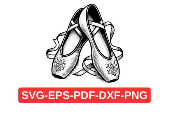 Ballet Shoes Vector, Dance Lover SVG Art Gráfico Ilustrações para Impressão Por Artful Assetsy