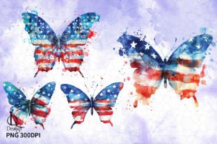 Butterfly with American Flag Clipart PNG Gráfico Ilustrações para Impressão Por LQ Design 2