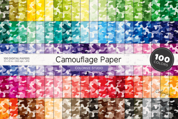 Camouflage 100 Color Digital Papers Graphic Patterns By ColoriveStudio