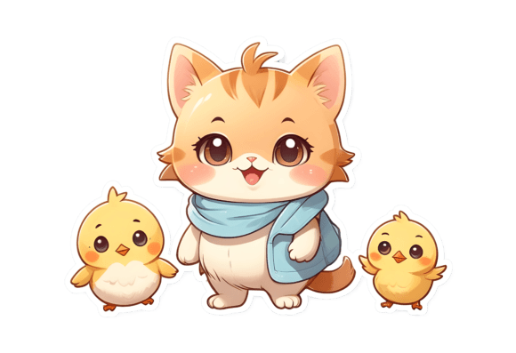 Cute Cat Sticker 10 Graphic Illustrations By yaseenbaigart