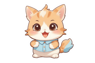 Cute Cat Sticker 4 Afbeelding Afdrukbare Illustraties Door yaseenbaigart 1