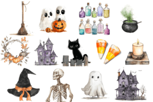 Cute Halloween Clipart Grafik Druckbare Illustrationen Von Markicha Art 4