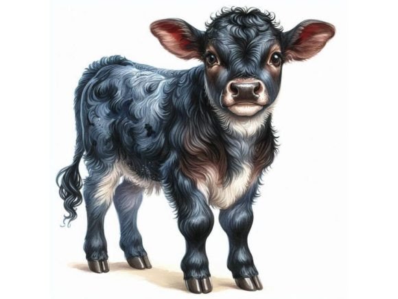 Cute Watercolor Calf. Baby Bull Illustra Grafica Illustrazioni Stampabili Di LINEART3