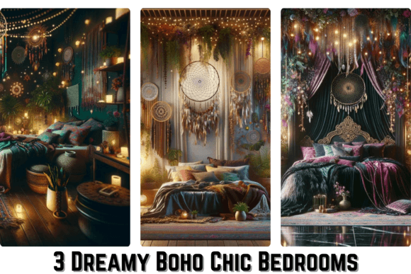 Dreamy Boho Chic Bedrooms Grafik KI Grafiken Von Pamela Arsena