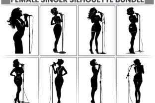 Female Singer Silhouette Bundle Gráfico Ilustraciones Imprimibles Por TeesXpress 2