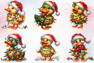 Funny Christmas Duck Watercolor Clipart Gráfico Ilustraciones Imprimibles Por RevolutionCraft 4