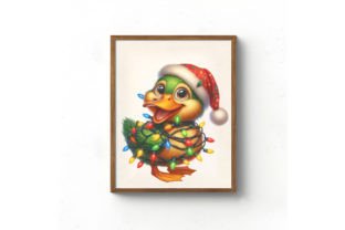 Funny Christmas Duck Watercolor Clipart Gráfico Ilustraciones Imprimibles Por RevolutionCraft 5