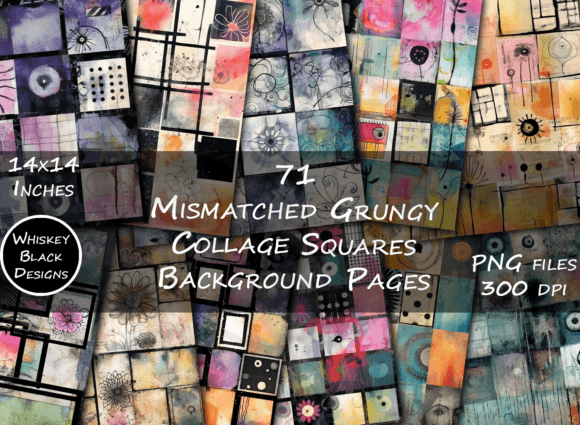 Grungy Collage Patchwork Backgrounds Graphic Backgrounds By Whiskey Black Designs