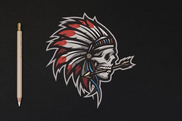 Indian Mascot Native Nordamerika Stickereidesign Von wick john