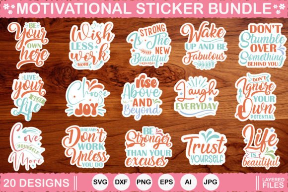 Motivational Sticker Bundle, Inspiration Graphic Crafts By Dream-Line