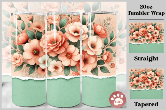 Orange Flower Tumbler Wrap PNG Gráfico Manualidades Por Luna Art Design