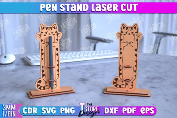 Pen Stand | Pencil Holder | Cat Design Grafik Plotterdateien Von The T Store Design