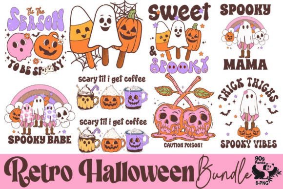 Retro Halloween Cute Ghost Bundle Graphic Crafts By 90s Panda