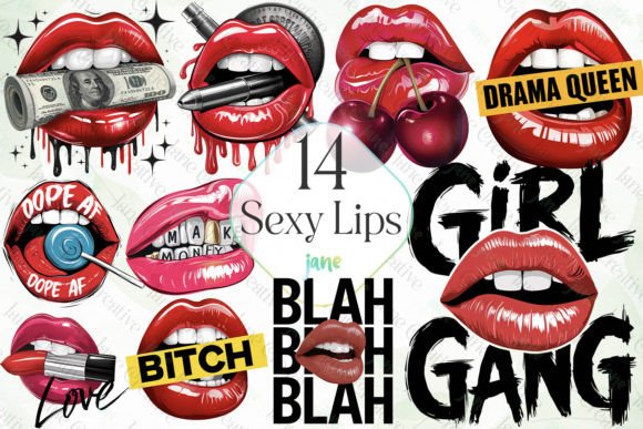 Sexy Lips Sublimation Bundle Afbeelding Afdrukbare Illustraties Door JaneCreative