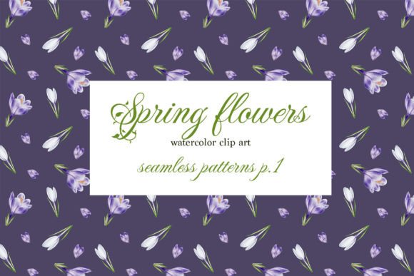Spring Flowers Watercolor Patterns Grafica Motivi di Carta Di Navenzeles