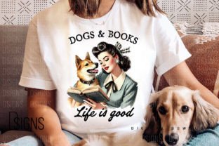 Vintage Pin-up Girl Dog & Book Quote Png Gráfico Designs de Camisetas Por DSIGNS 2