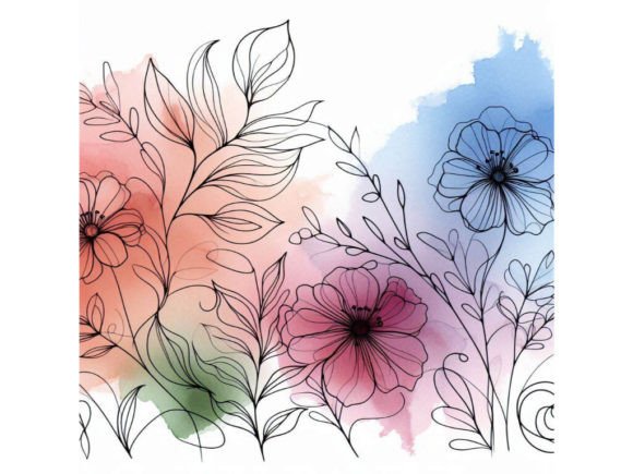 Watercolor Flower Background. Pretty Tex Graphic AI Illustrations By A.I Illustration and Graphics