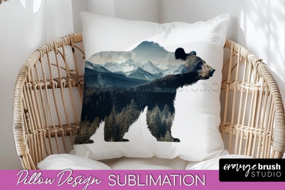 Wild Animals Mountain Pillow Cover PNG Gráfico Manualidades Por Orange Brush Studio