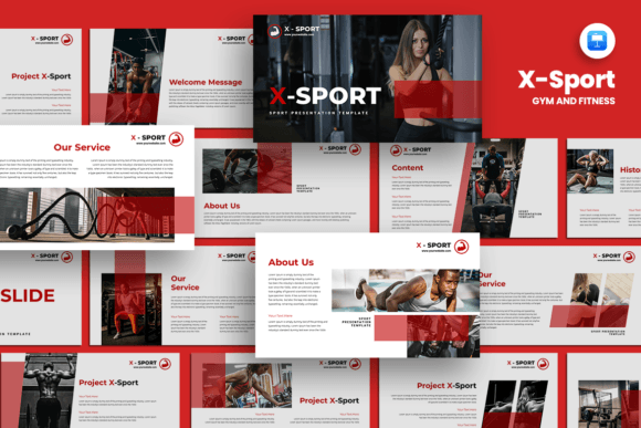 X Sport - Gym & Fitness Keynote Template Grafika Kreatywne Szablony Prezentacji Przez qrdesignstd