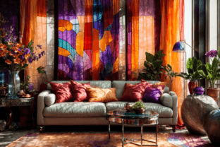 3 Luxurious Vibrant Boho Living Spaces Illustration Graphiques AI Par Pamela Arsena 4