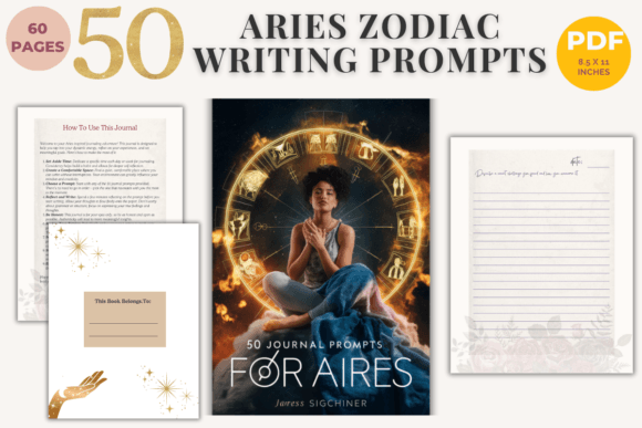Aries Journal Prompts 📓🔥♈️ Graphic KDP Interiors By Nora as