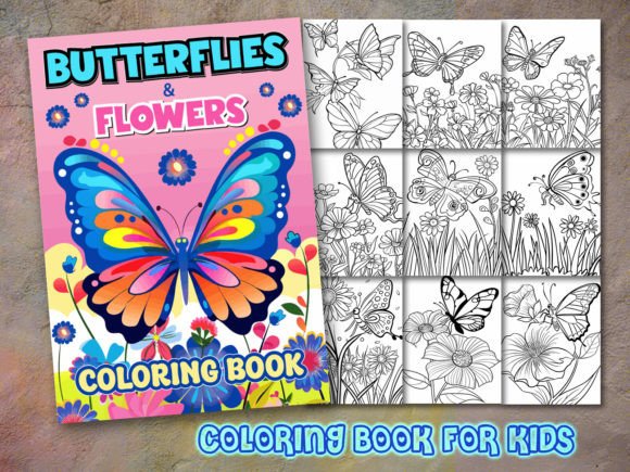 Butterfly Coloring Page and Coloring Boo Grafika Kolorowanki i książki Przez KDP GURU