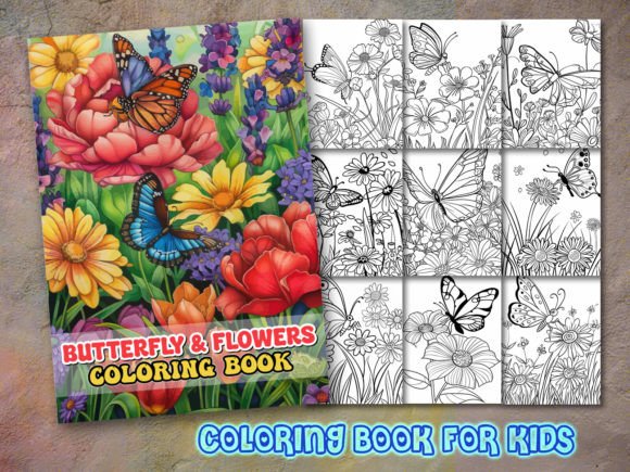 Butterfly Coloring Page and Coloring Boo Gráfico Páginas y libros para colorear Por KDP GURU