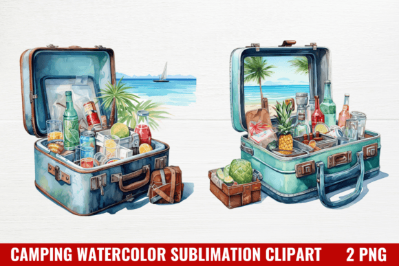 Camping Watercolor Clipart Sublimation Graphic Illustrations By CraftArt